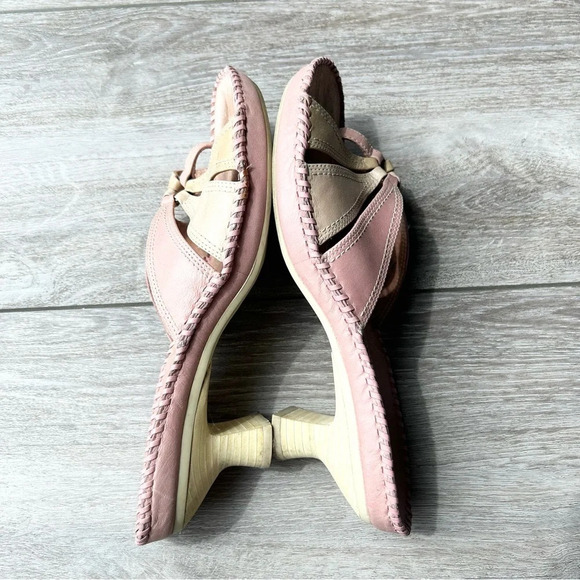 Clarks Women's Pink Beige Leather Open Toe Heels Sandals - Picture 10 of 14